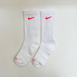 Nike white hot pink swoosh ribbed tube socks